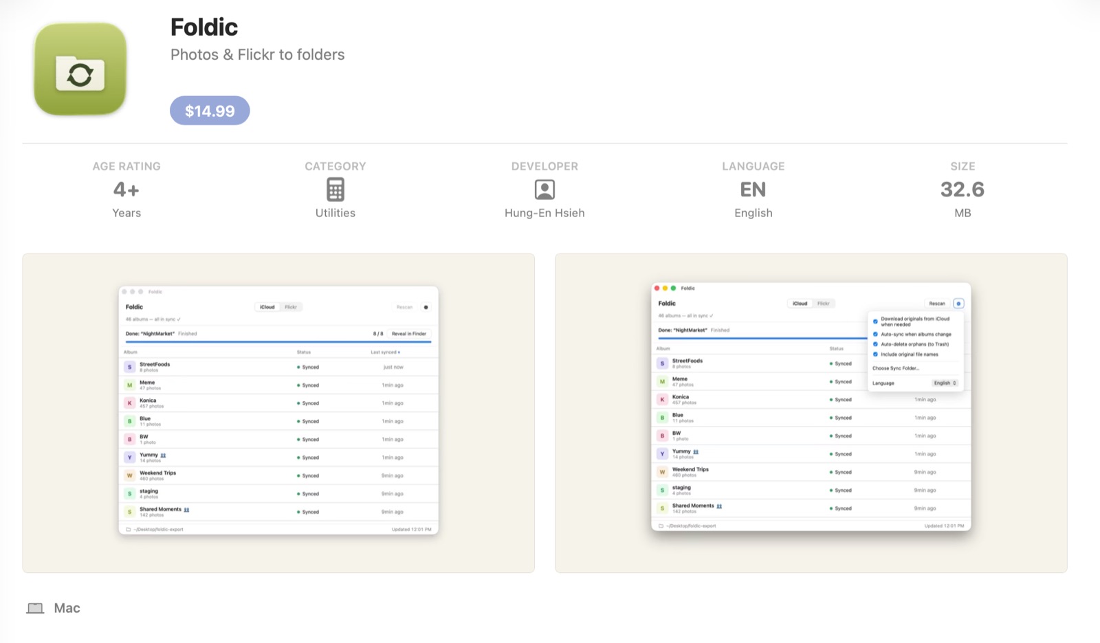 Foldic on the Mac App Store — our own one-time-purchase utility, continuously maintained
